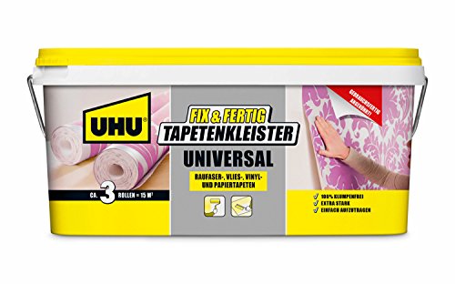 UHU Fix & Fertig Kleister Universal, Fertigkleister für die einfache Anbringung von Tapeten aller Art, Eimer 2,5 kg