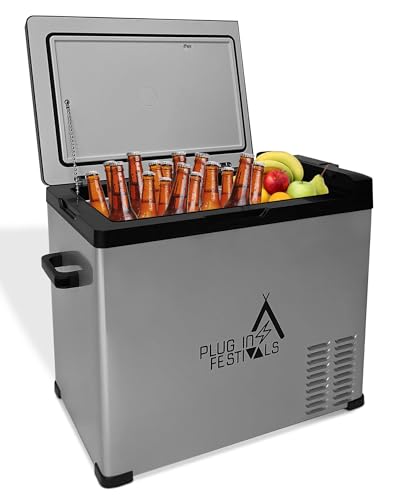 PLUG IN FESTIVALS - elektrische Kühlbox - Kompressor Gefrierbox bis -20 Grad - Kühlbox Auto - Camping Kühlschrank - Powerstation zum Kühlen - 12V 230V - 50...