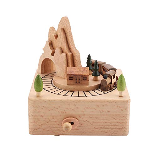 Hölzerne Spieluhr schöne kleine Zug Holz Spieldosen Holz Musikboxen klassische Holz Handwerk für Geburtstags Home Dekoration