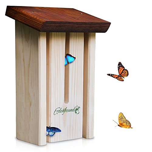 ERDENFREUND® Schmetterlingshaus 100% splitterfrei für zarte Schmetterlingsflügel Schmetterlingshotel schützt vor Feinden & Unwetter bei Ruhepausen