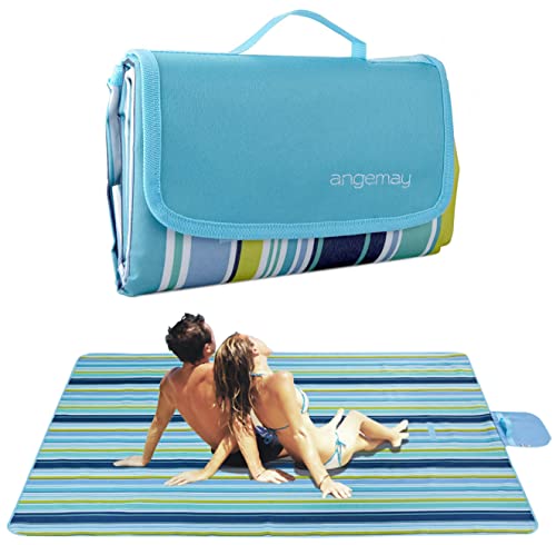 Angemay Outdoor & Picknickdecke, extra groß, sandfest und wasserdicht, tragbare Strandmatte für Camping, Wandern, Festivals