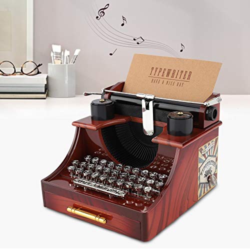 Duokon Vintage Schreibmaschine Stil mechanische Spieluhr Geschenk Schmuckschatulle mit Schublade Klassische Spieldosen Veranstalter Spieluhr Mini Vintage...