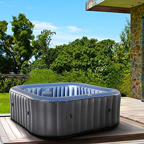 Whirlpool aufblasbar BRAST® MSpa Tekapo für 6 Personen 185x185cm In-Outdoor Pool 132 Massagedüsen Energiespar-Timer Heizung Aufblasfunktion per Knopfdruck...