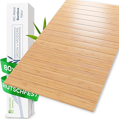 Green'n'Modern Badematte aus Bambus rutschfest 80 x 50 | Bambusmatte Badteppich Badezimmer | Holz Duschvorleger hygienisch | Holzteppich Fußbodenauflage |...