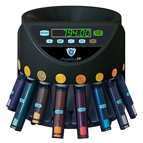 Automatischer Euro Münzzähler & -sortierer Geldzählmaschine SR1200 mit Abhülsung Geldzähler Münzzählautomat Securina24 (schwarz - BBB)