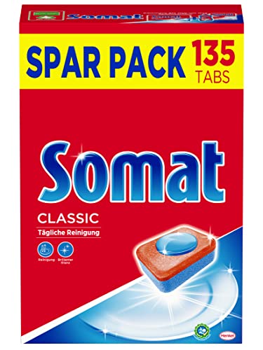 Somat Classic Spülmaschinen Tabs(135 Tabs), Geschirrspül Tabs für eine kraftvolle Reinigung, Spültabs hinterlassen strahlend sauberes Geschirr