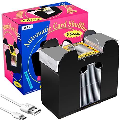 Zomiboo 6 Decks Automatischer Kartenmischer, USB Batteriebetriebener Elektrischer Kartenmischmaschine Poker Kartendeck Kartenmischer für Kartenspiele für...