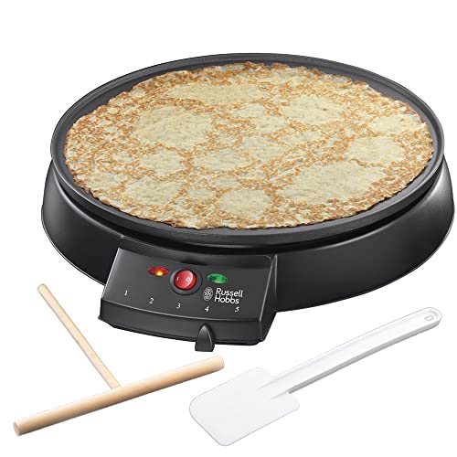 Russell Hobbs Crêpes Maker [Ø30cm, antihaftbeschichtete Platte, inkl. Teigverteiler & Wender] Fiesta Elektrogrill (für Crepes, Pancakes, Galettes & Burritos,...