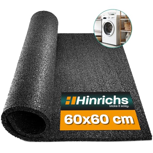 Hinrichs Antivibrationsmatte für Waschmaschinen 60 x 60 cm - Gummimatte - Zuschneidbare Dämmmatte als Waschmaschinenunterlage - Rubber Mat