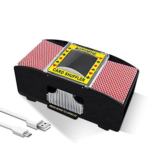 Ni-SHEN automatischer Kartenmischer für 2 Decks, USB-/batteriebetrieben, elektrischer Kartenmischer für Familienparty, Poker/Blackjack/UNO (Kartenmischer für...